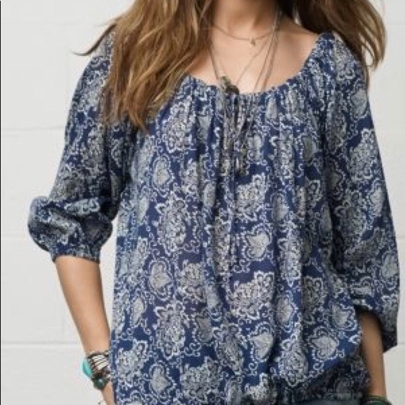 denim peasant top
